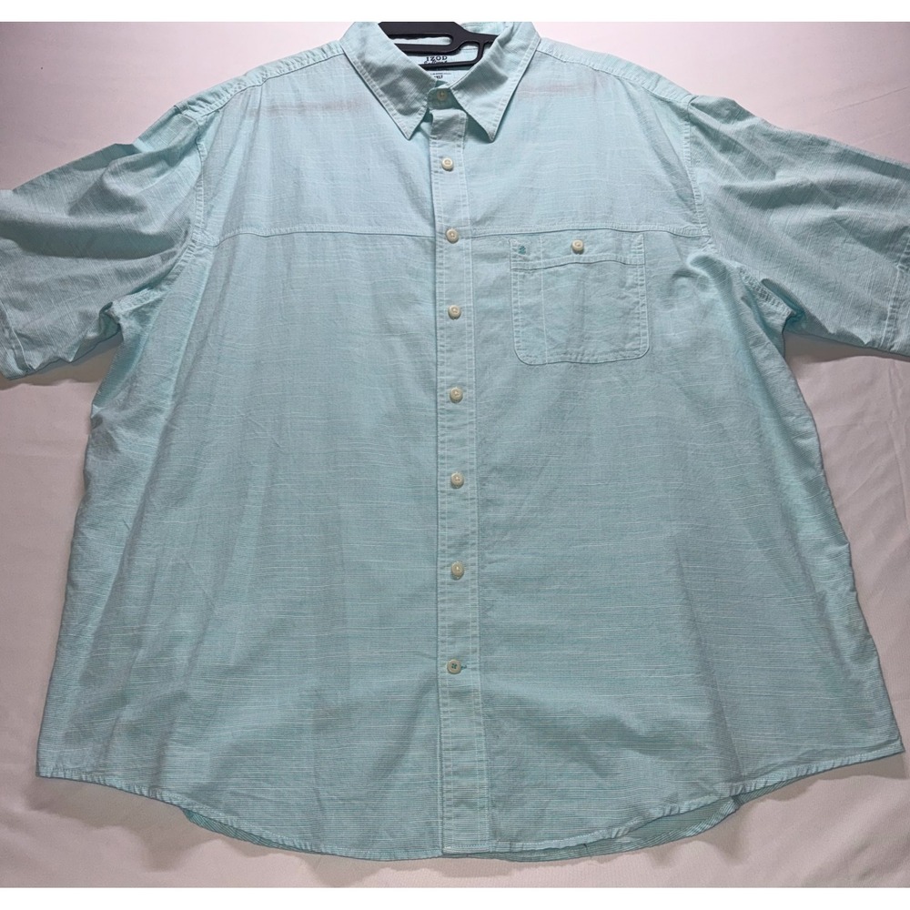 IZOD Button Down Shirt Mens 2XLT Teal Striped Saltwater Relaxed Classic Casual